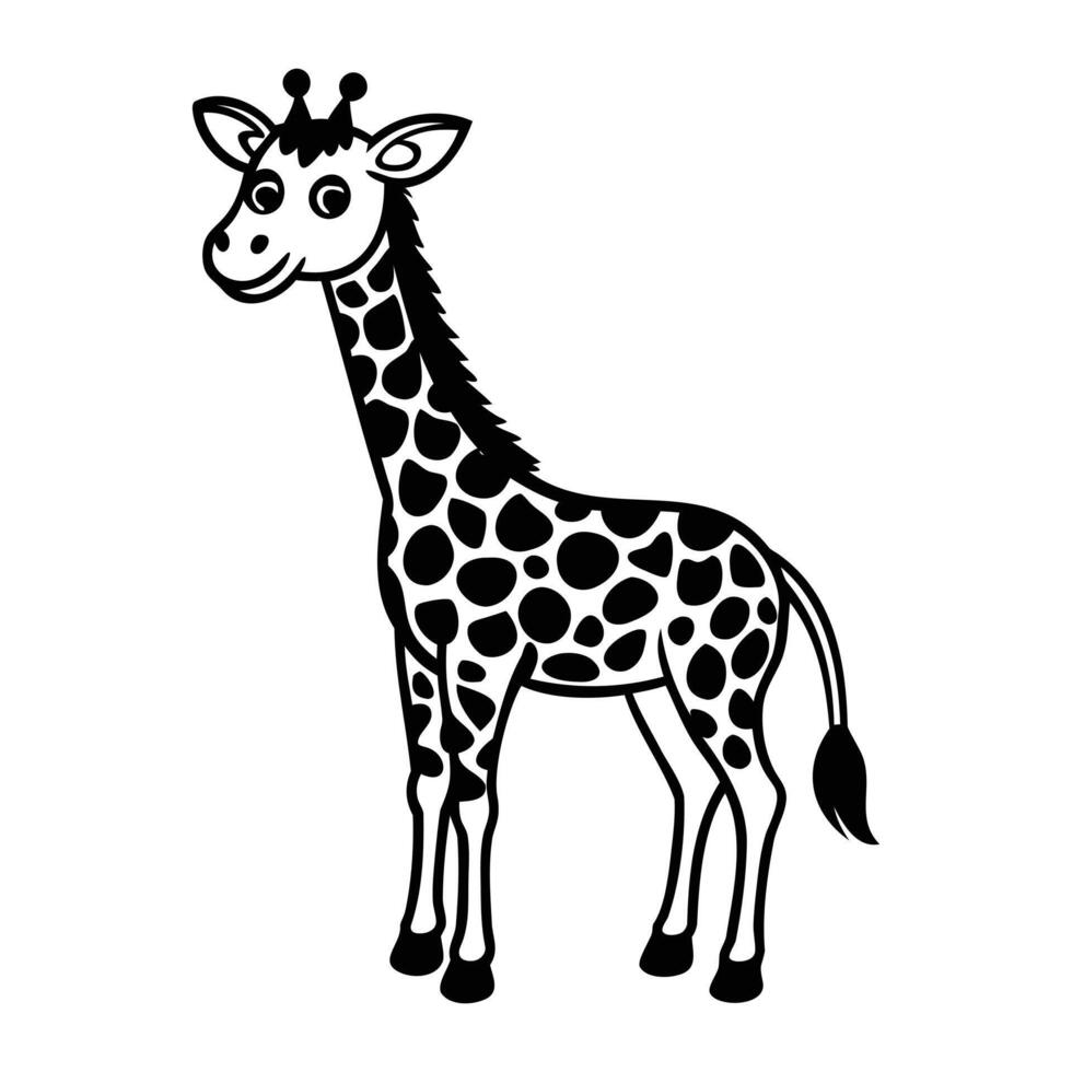 Giraffe black and white vector