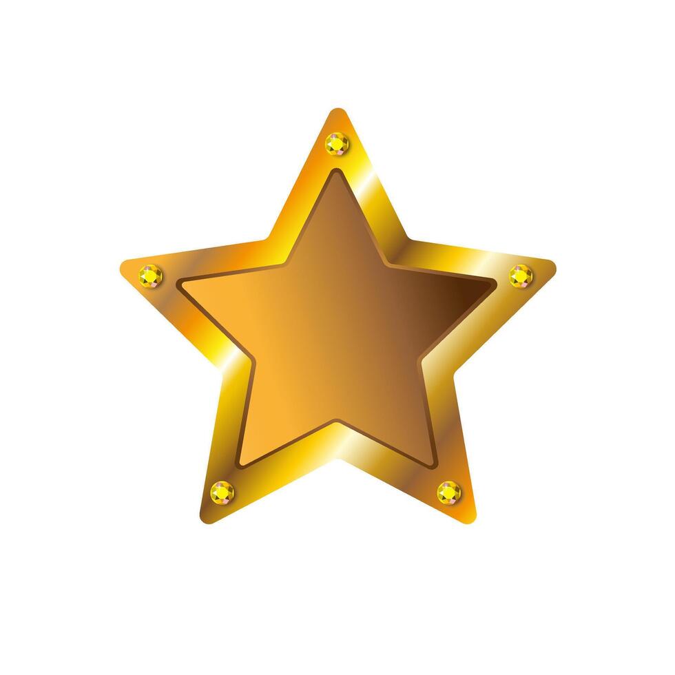 golden star with gems on white background. Symbol of customer satisfaction review service, best quality ranking icon vector
