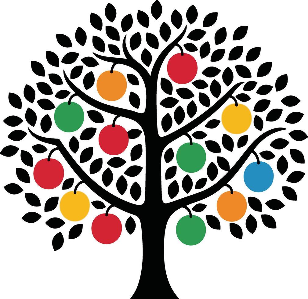 A stunning abstract tree featuring bold and vibrant leaves Icon vector