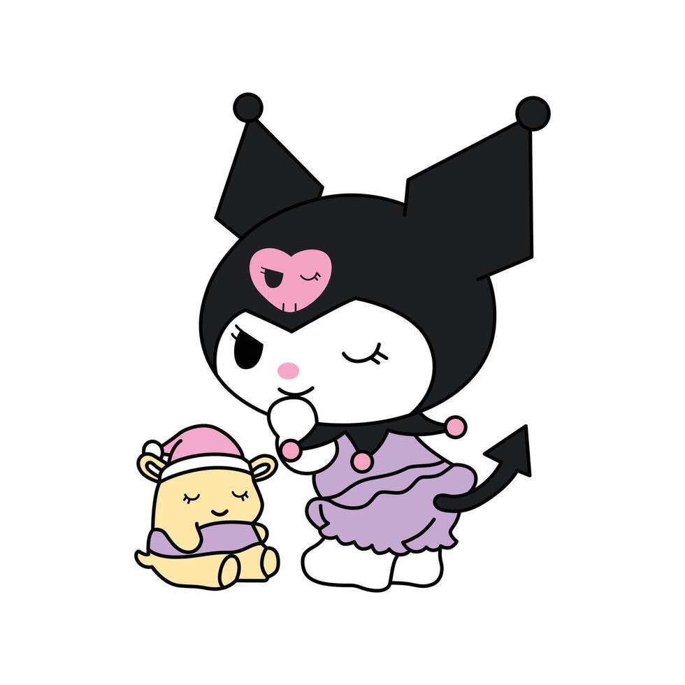 Happy Kuromi With Friend vector