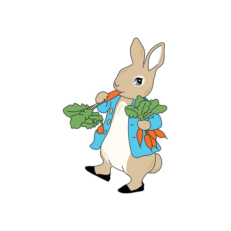Petter rabbit eating carrot vector