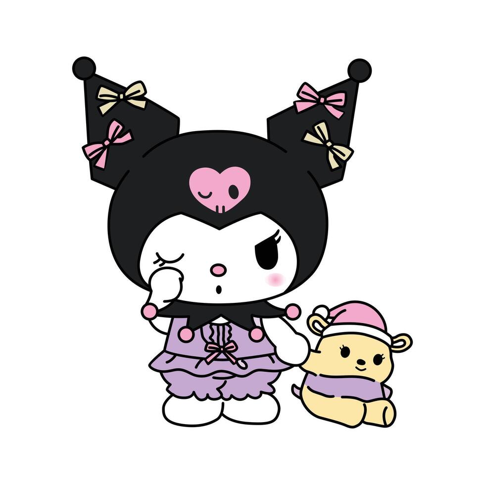 Sleeping Kuromi cute vector