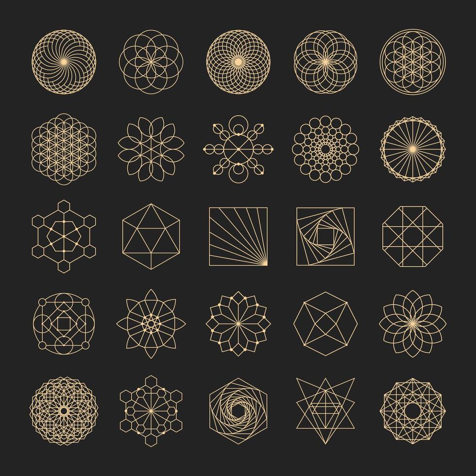 Set of sacred geometry design elements. Alchemy, religion, philosophy, spirituality, hipster symbols and elements vector
