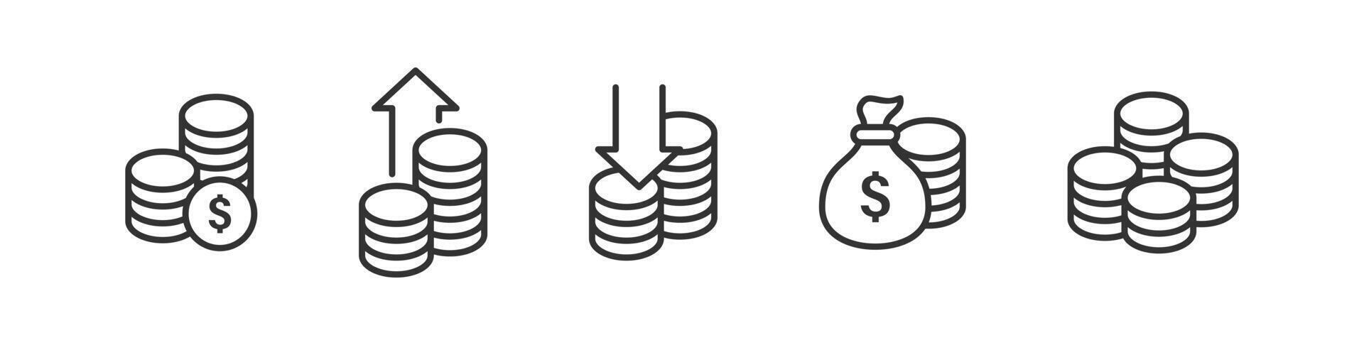Set of finance icon. Money saving. Dollar coin. Exchange currency. Business investment. Bank payment. vector