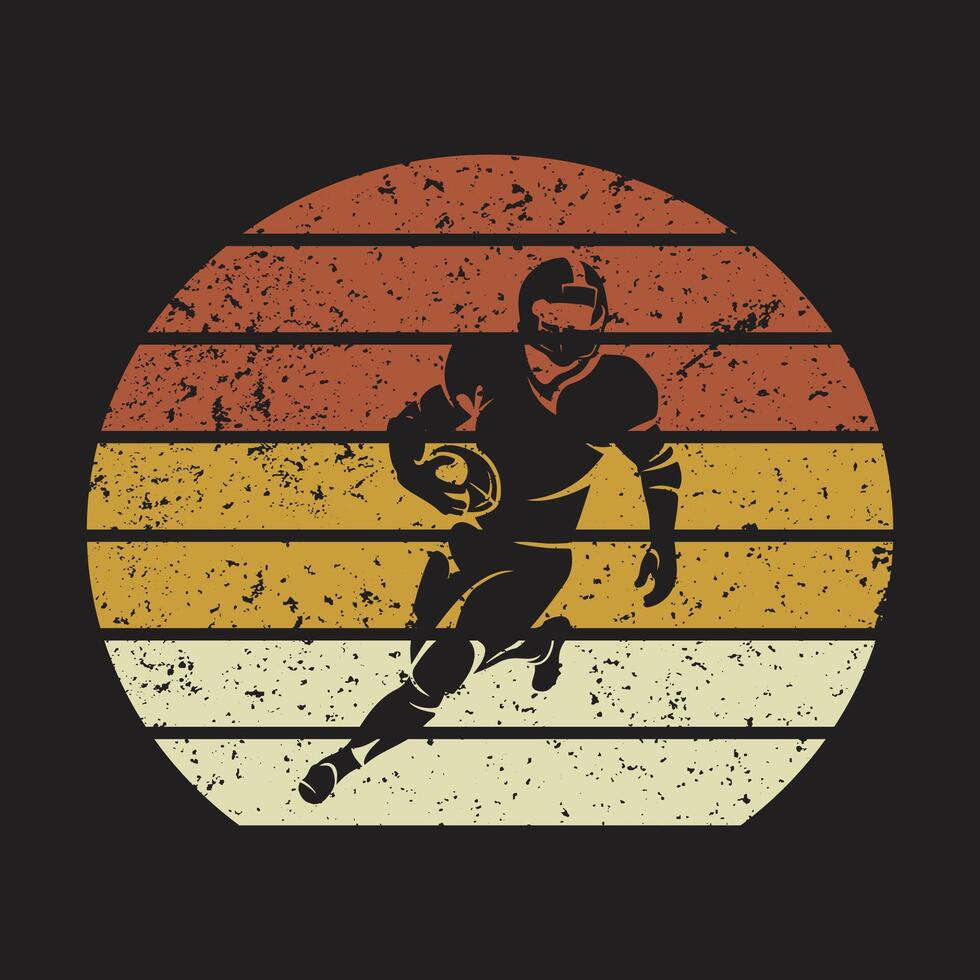 Grunge Football Player Negative Space T Shirt Design vector