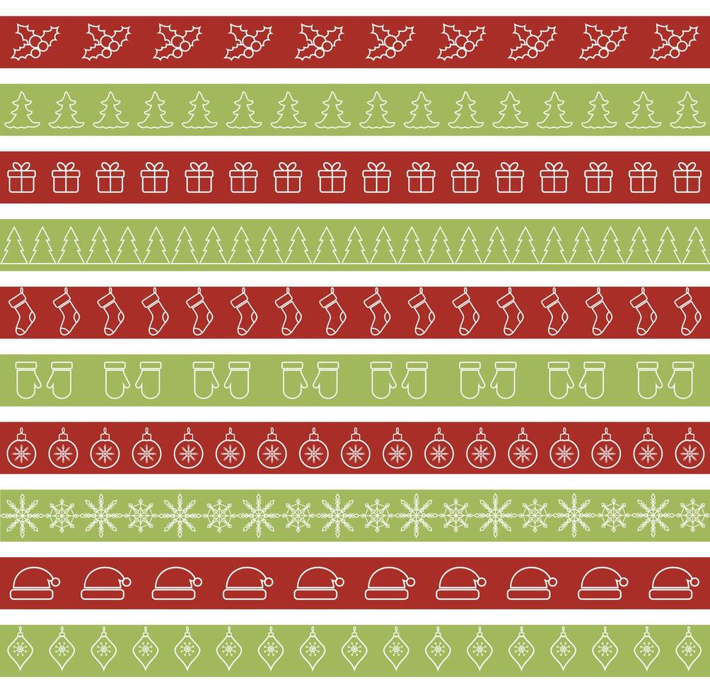 Christmas seamless borders for holiday design vector