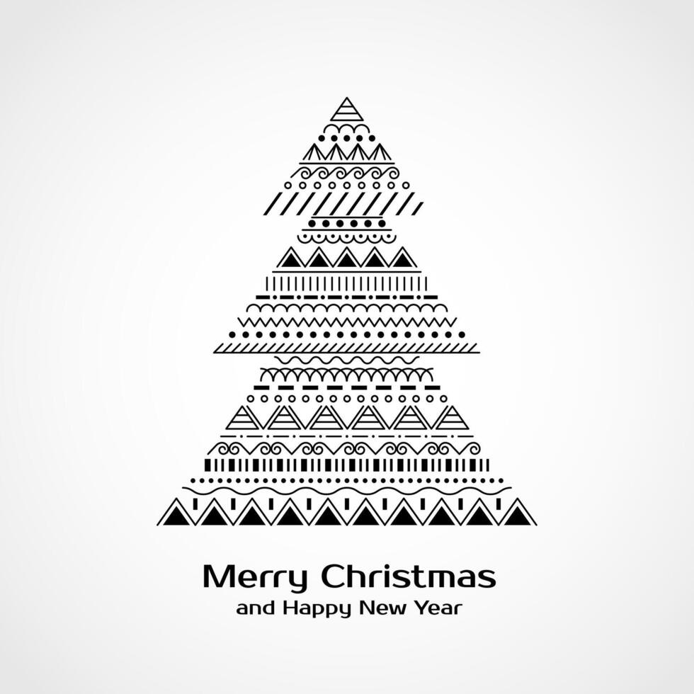 Greeting card with Christmas tree in tribal style vector