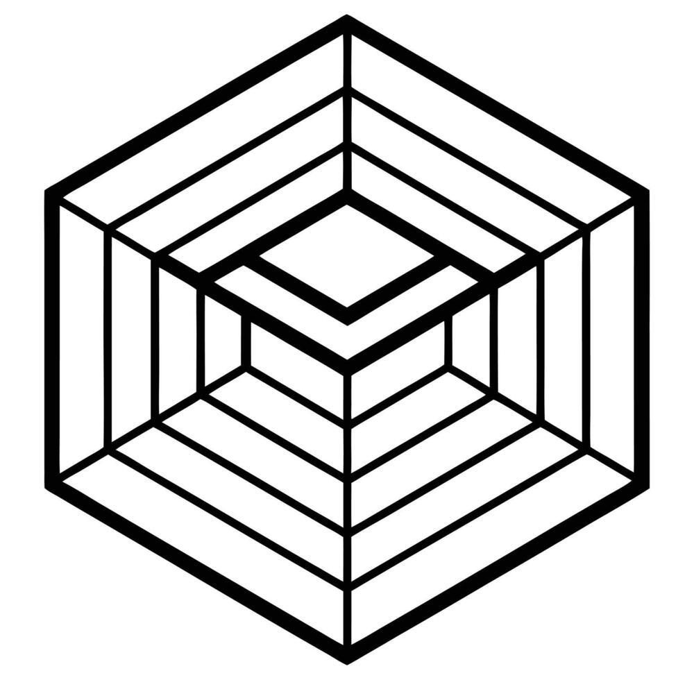 Geometric Hexagon Cube Abstract Line Art Design vector