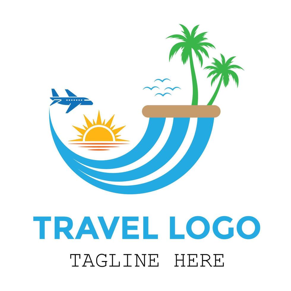 Tours and travels professional modern logo with white background design vector