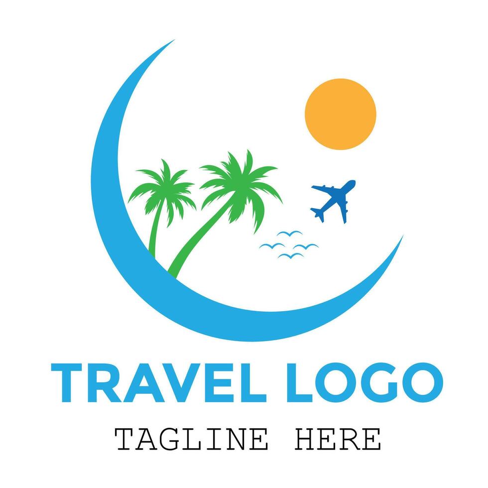 World travel and tourism professional minimal logo design vector