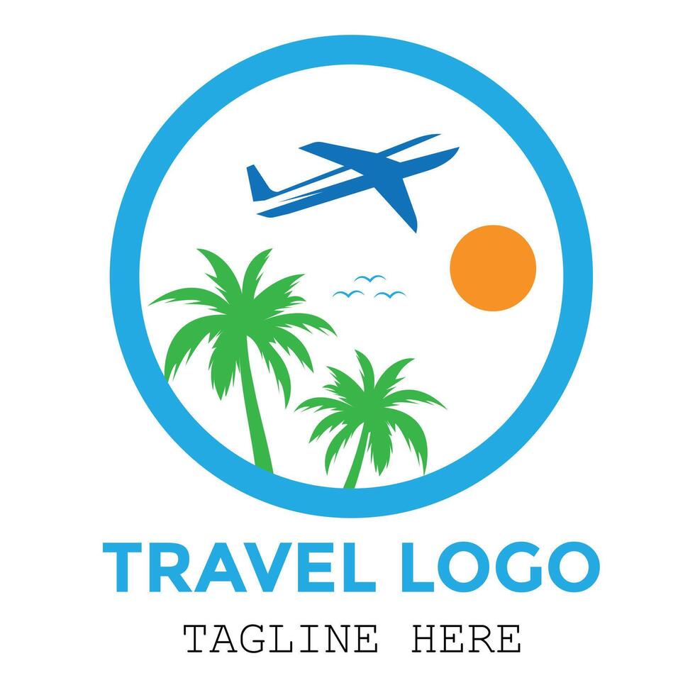 Circle creative travel agency modern logo with modern minimal design vector