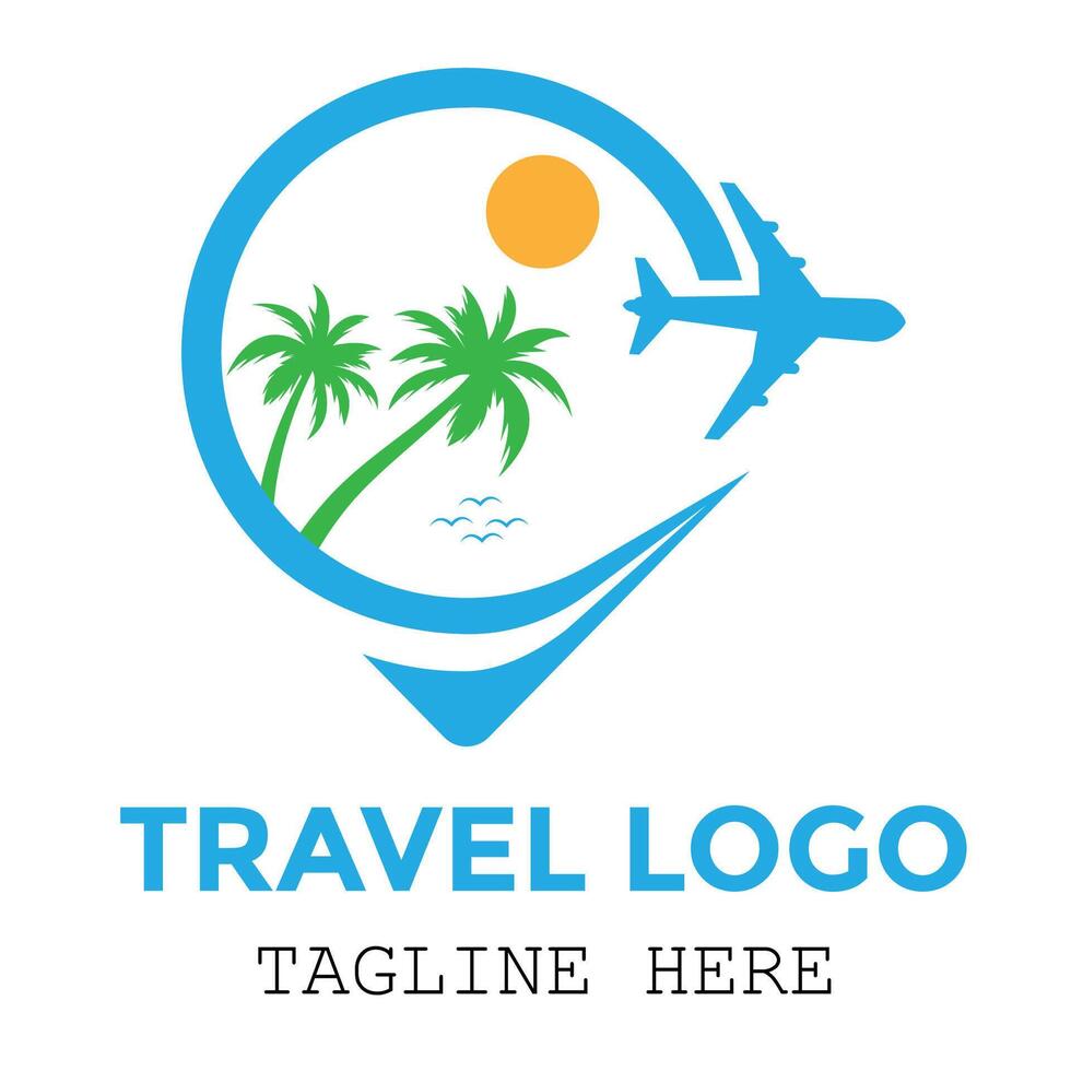 Modern travel agency logo with white background minimalist design vector