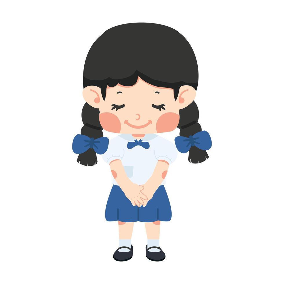 girl student to bow apology vector