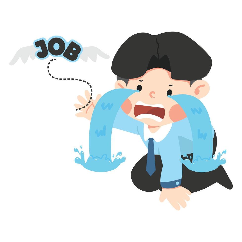 businessman crying sad looking for job vector