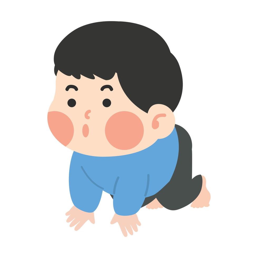 Cute little baby boy crawling on the floor vector