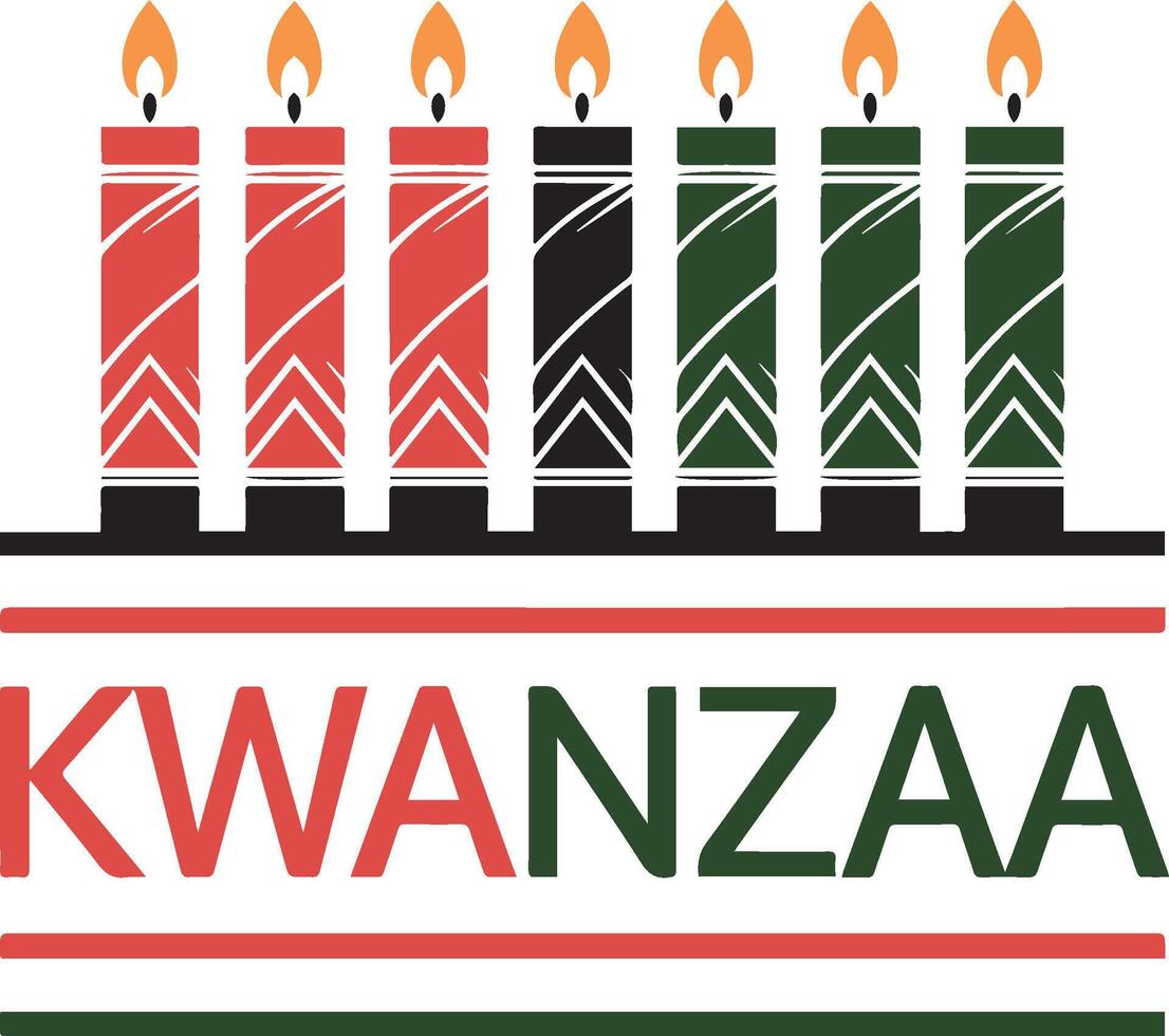 happy kwanzaa candles illustration vector