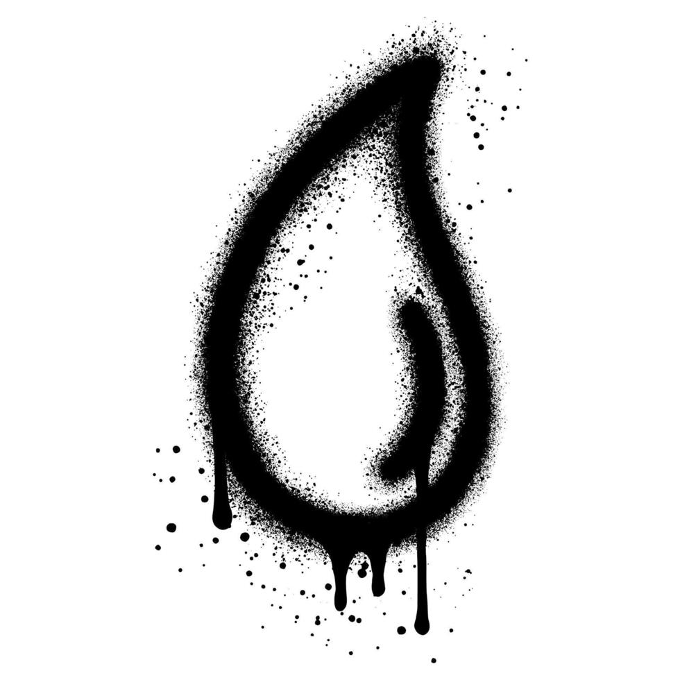 Water drop icon graffiti with black spray paint. vector