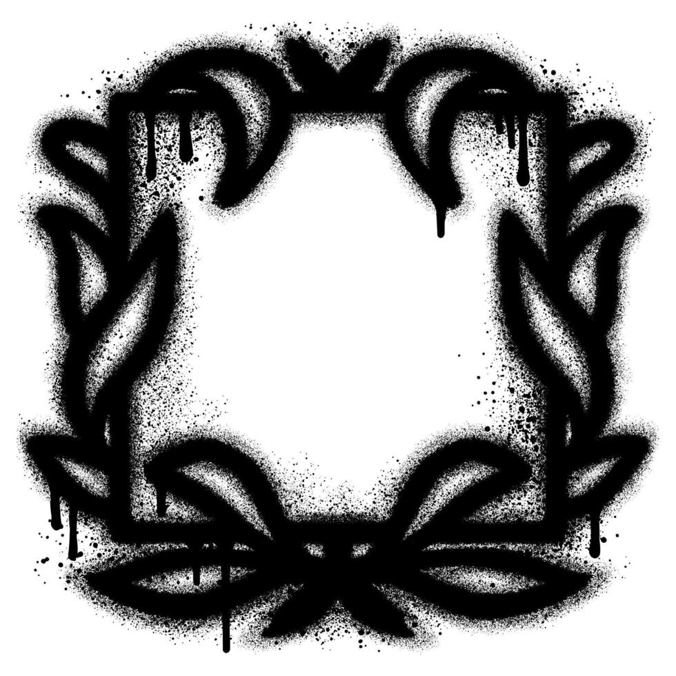 floral frames with graffiti style of branches, leaves and flowers vector