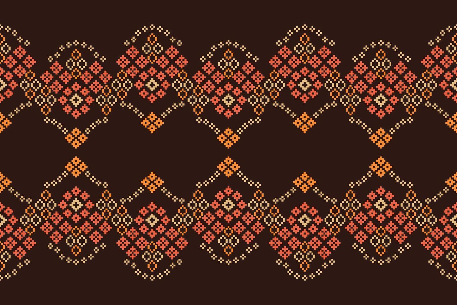 Pixel art design brown color wallpaper background fabric pattern motif. vector