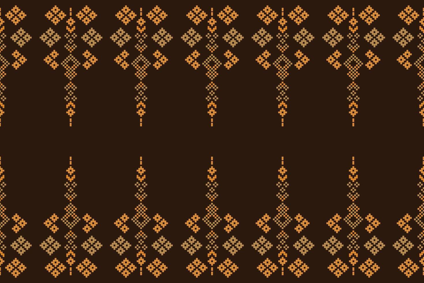 Ethnic brown motif decor fabric pattern with brown background color. vector