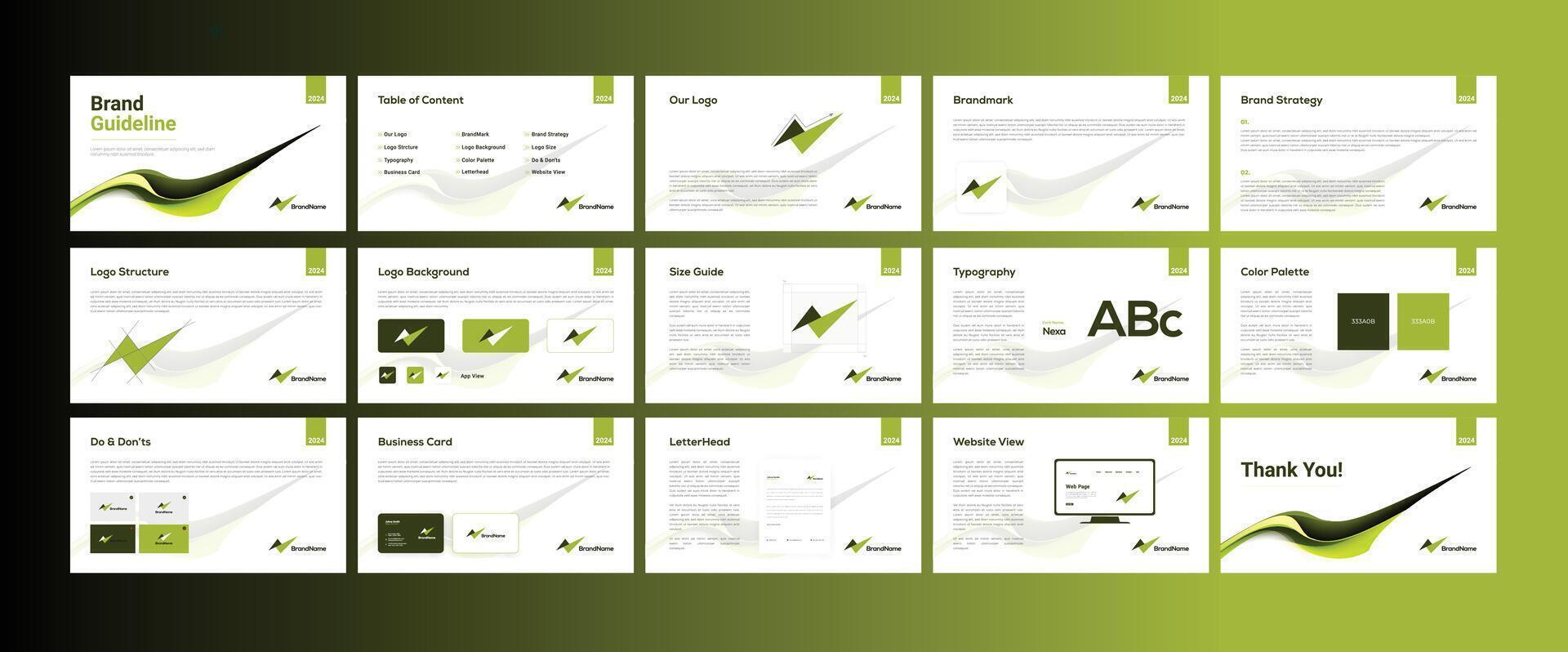 Brand Guidelines landscape layout template. Brand identity presentation vector