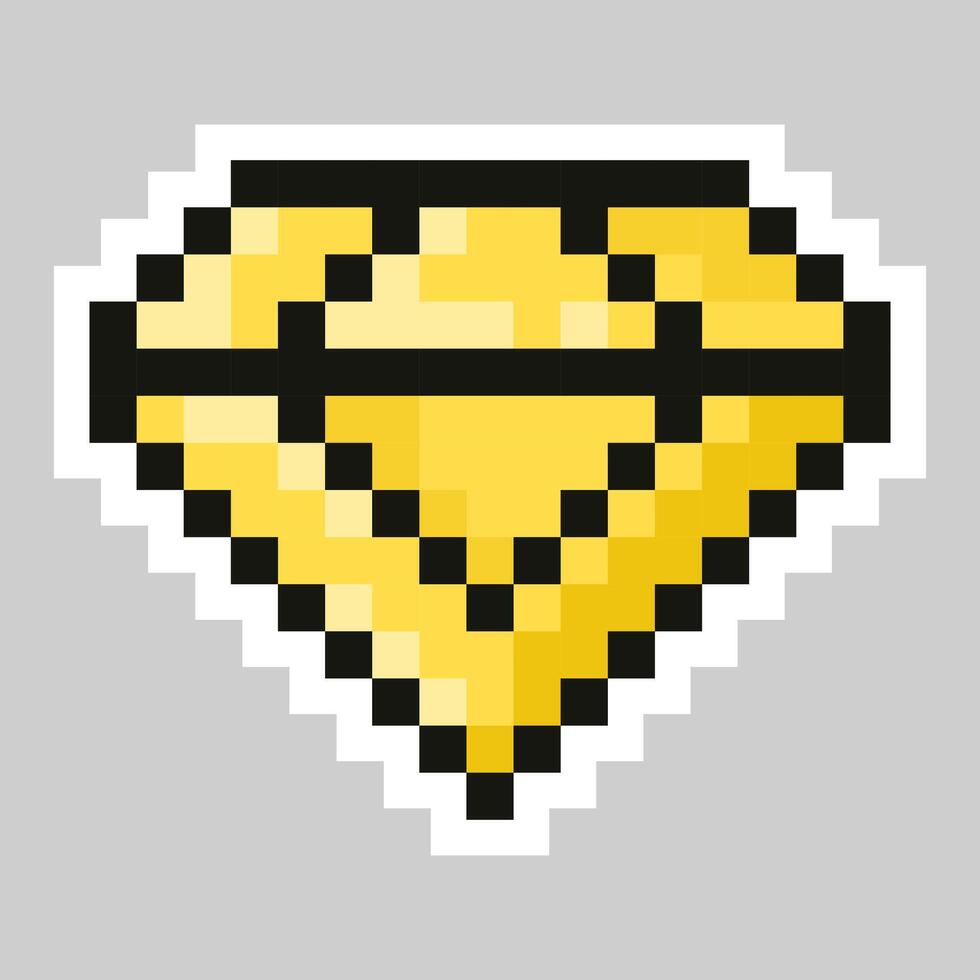 Pixel Art Golden Gem, Diamond 8 bit style vector