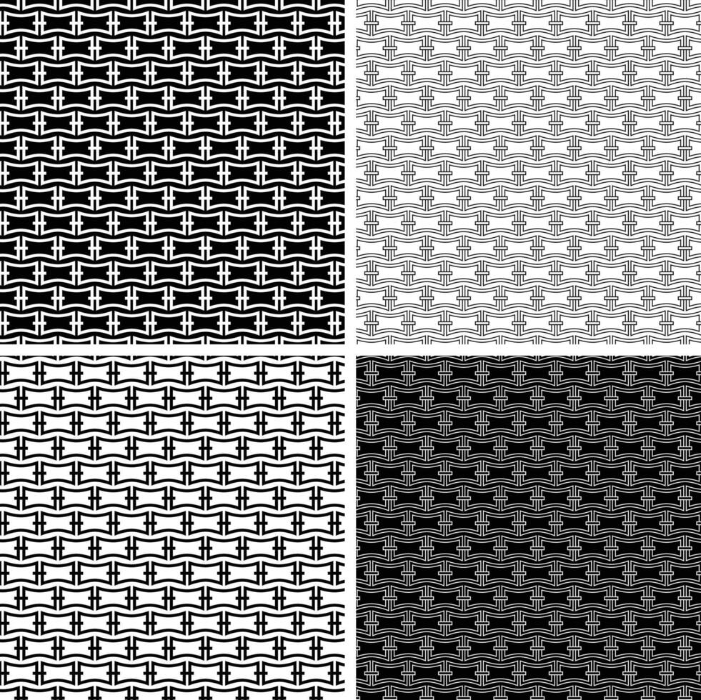 black white seamless geometric pattern with linked rectangles vector