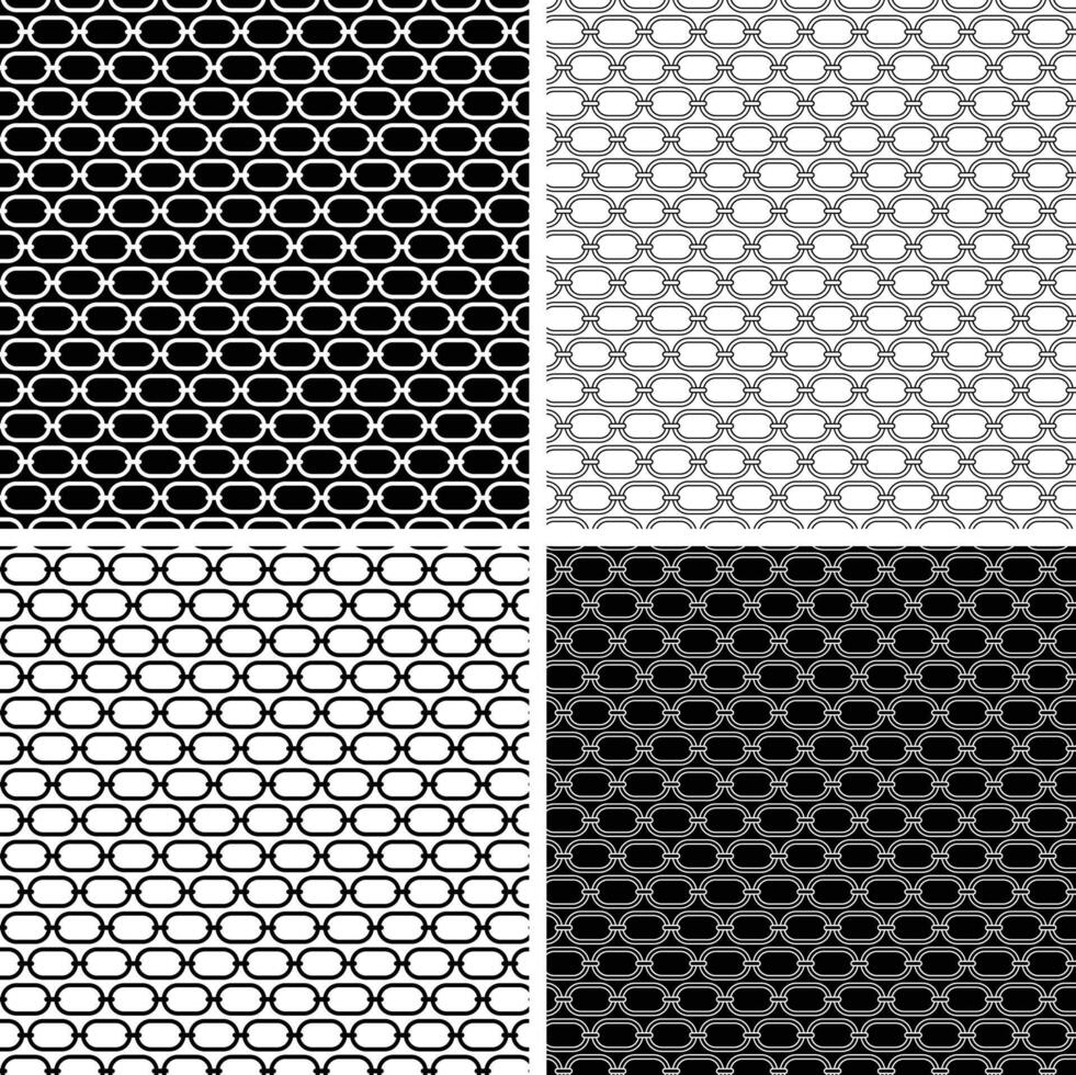 black white seamless geometric pattern with rounded rectangles vector