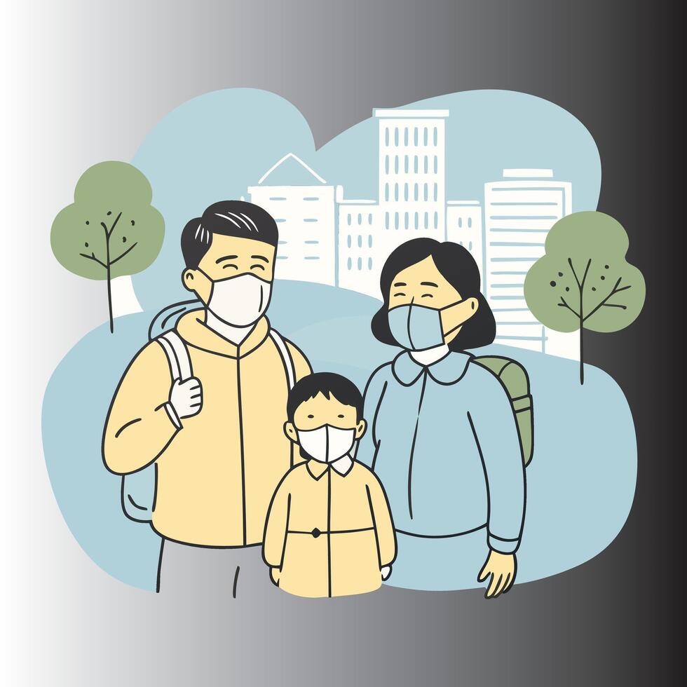 Modern urban scene illustration features two people in a lively stylish cartoon design. vector
