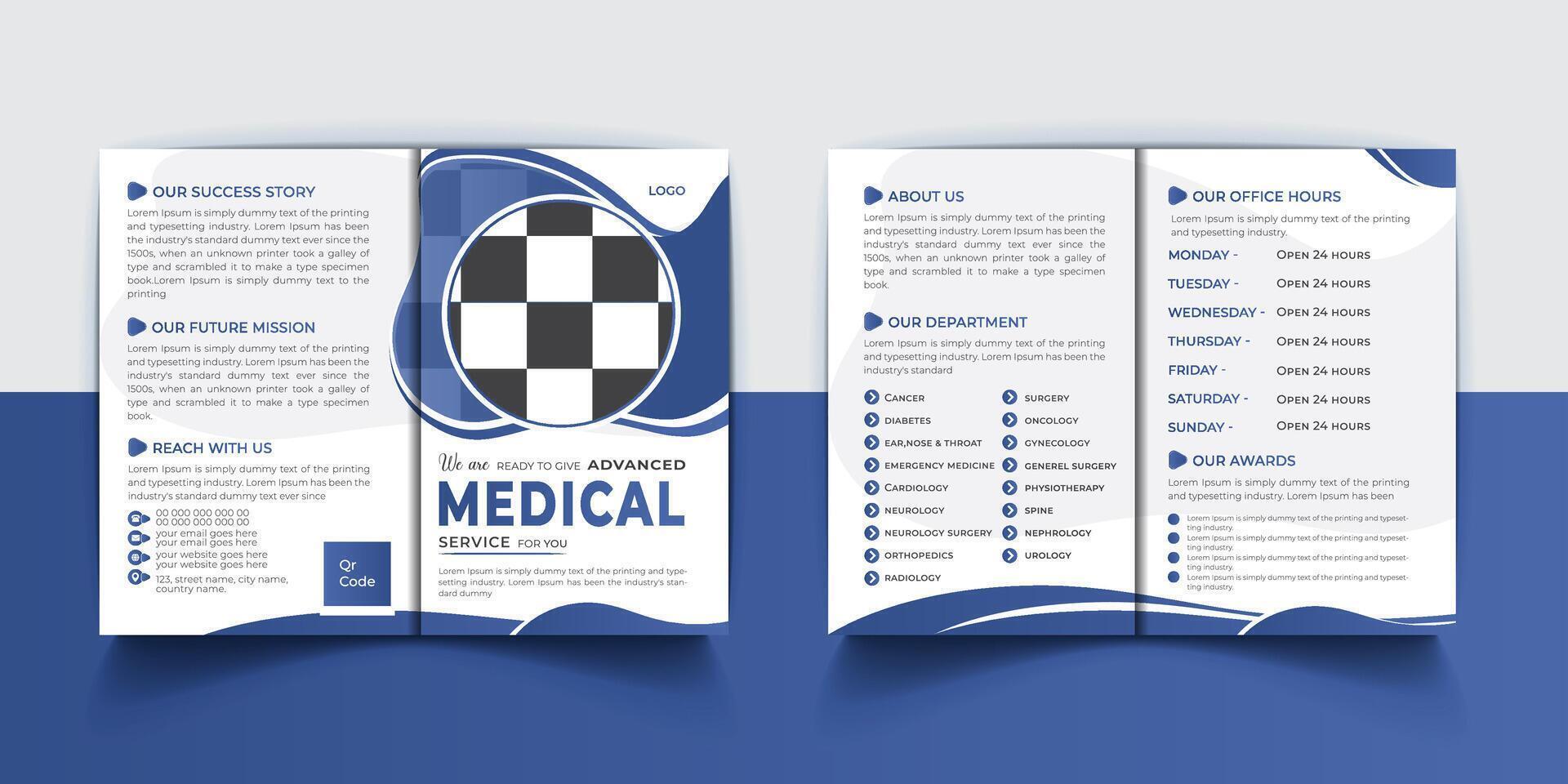 Medical Bifold Brochure Design Template vector