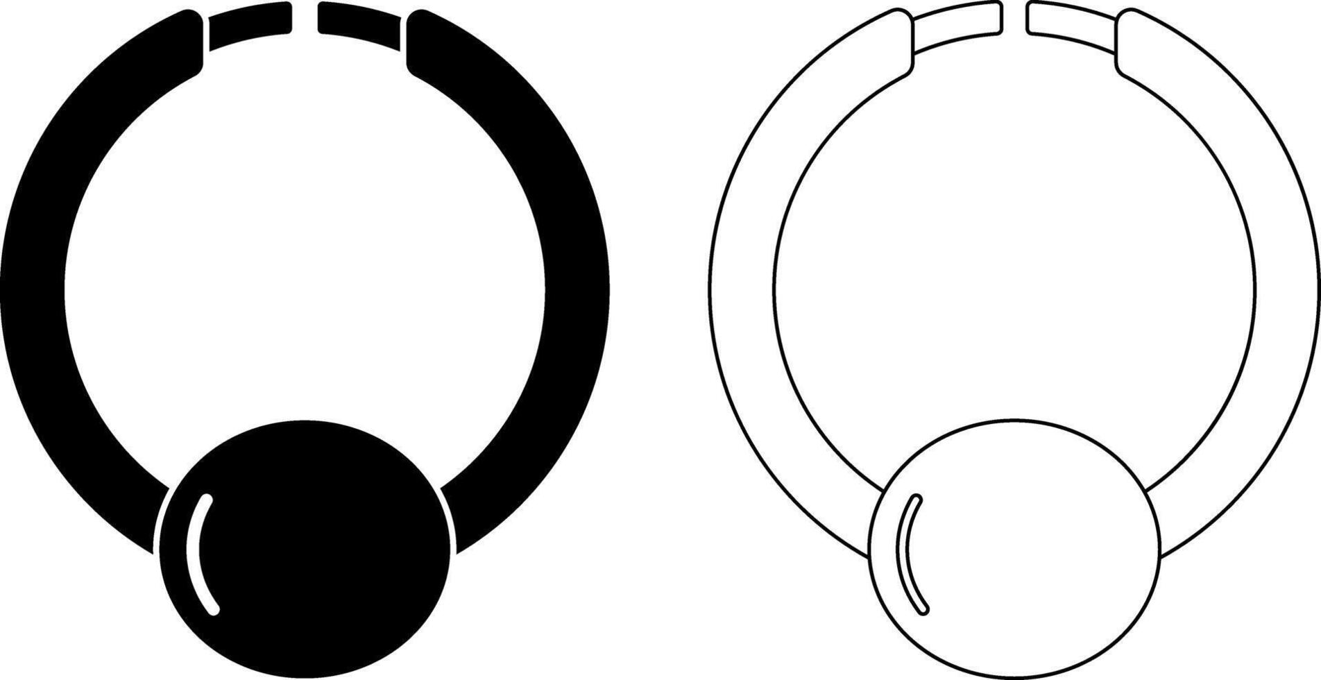 outline silhouette hoop Earrings icon set vector
