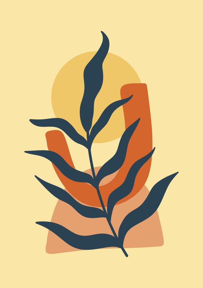 leaves in boho style in for textiles and surface design vector