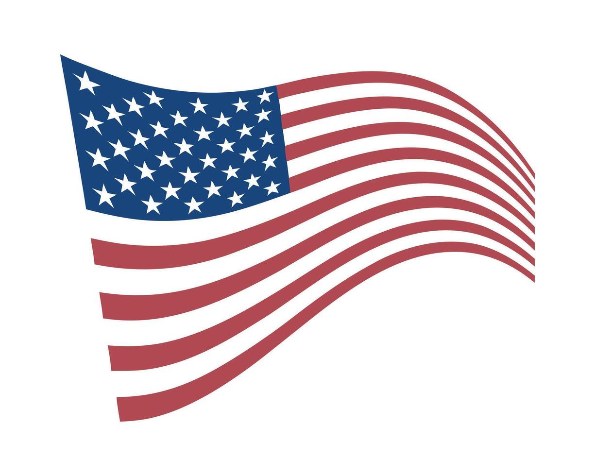 Waving USA Flag Icon in Red White and Blue vector