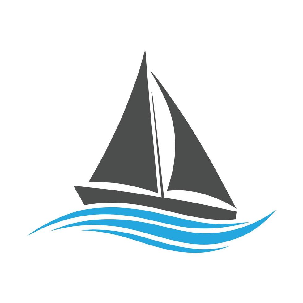 Minimalist Sailboat Illustration with Waves vector