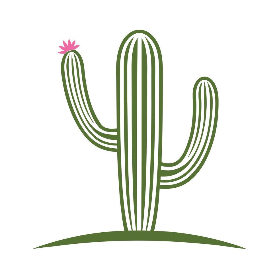 Simple Desert Cactus Design with Blossoms vector