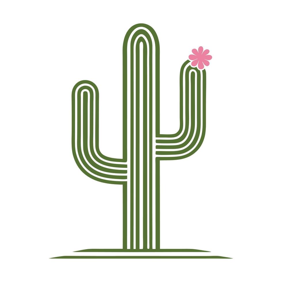 Desert Plant Cactus with Pink Blooms vector