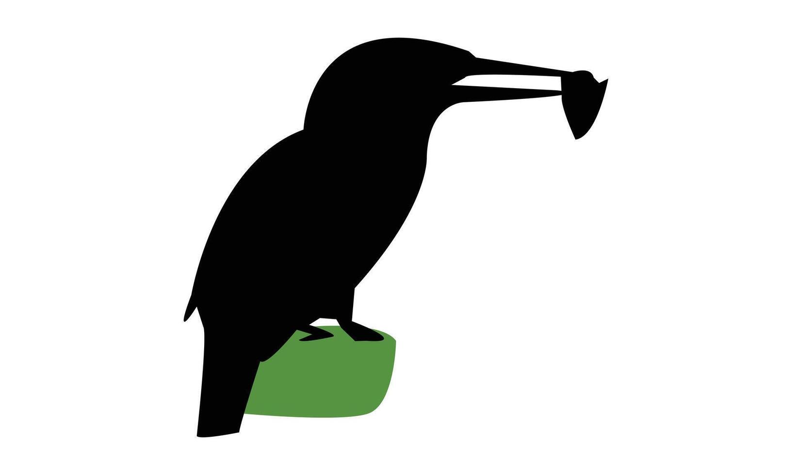 Kingfisher With Fish Silhouette vector
