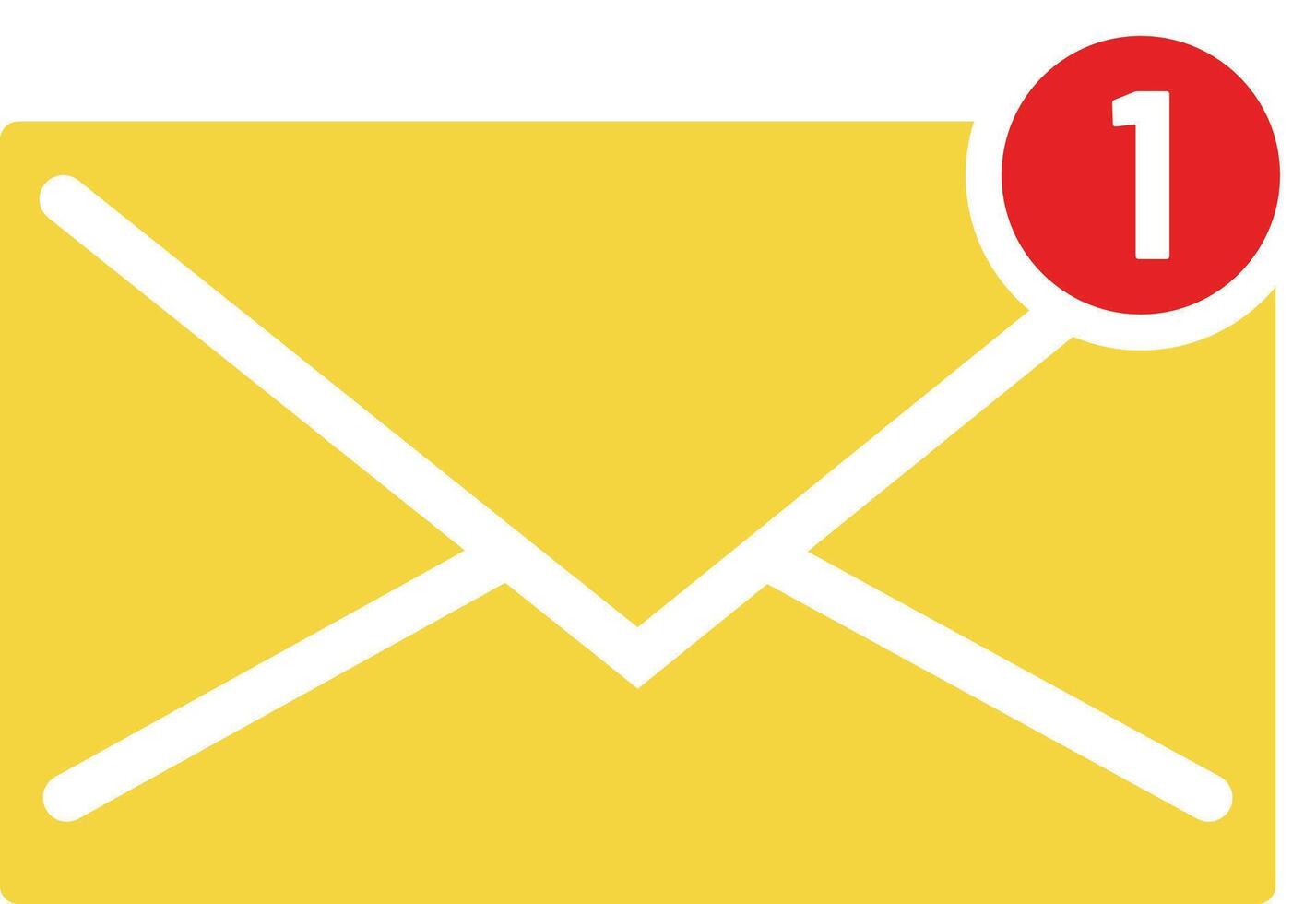 Mail notification icon. Envelope with a letter sign. One new notice symbol. flat style. vector