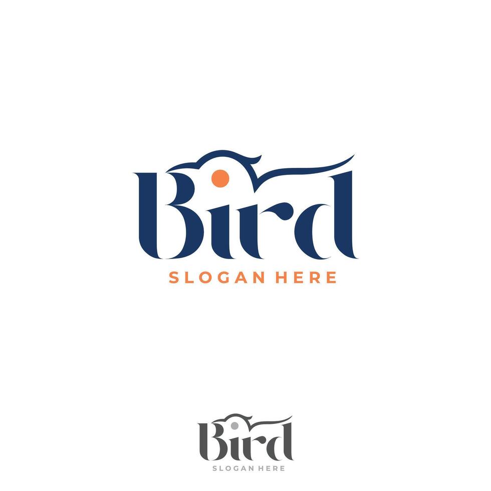 Bird letter logo icon with head bird outline style sign symbol vector