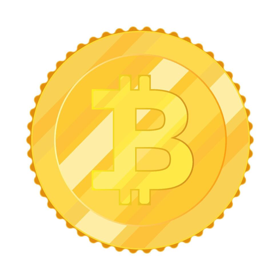 Bitcoin gold coin. Bitcoin cryptocurrency symbol isolated on white background vector