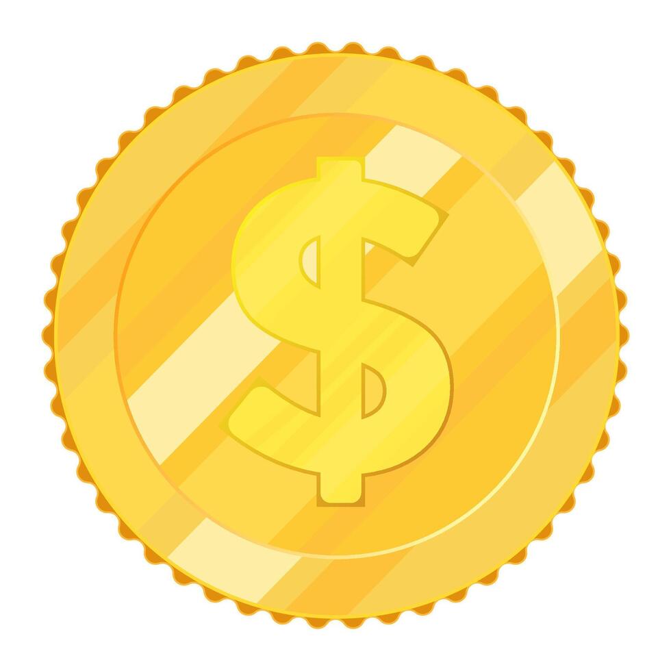 Gold coin Dollar sign. Organized by layers. Global colors. Simple element for design vector