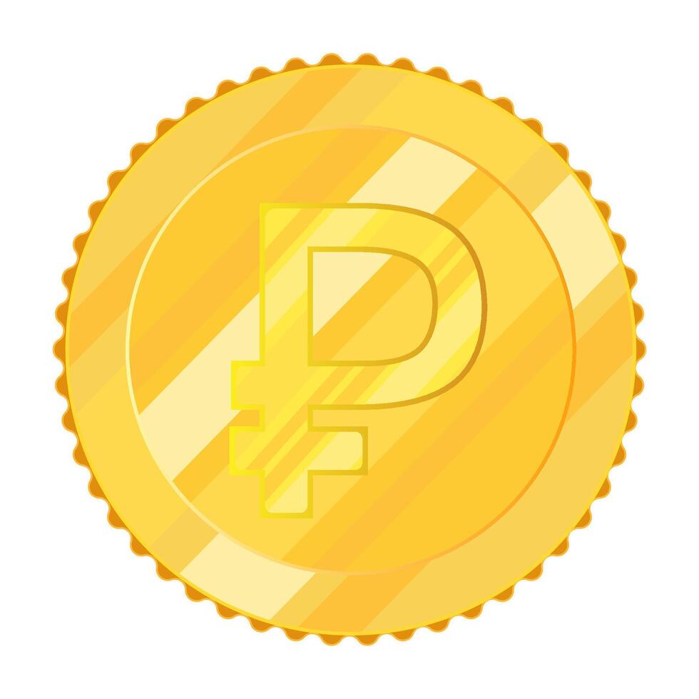 Gold coin. Realistic golden Russian Ruble coin. Isolated object on background. Finance concept for websites, web design, mobile app, infographics vector