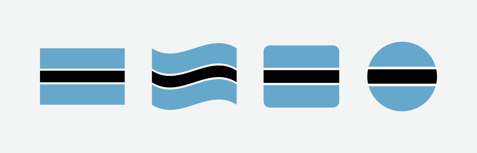 Botswana flag. Set of Botswana Flags Collection. vector