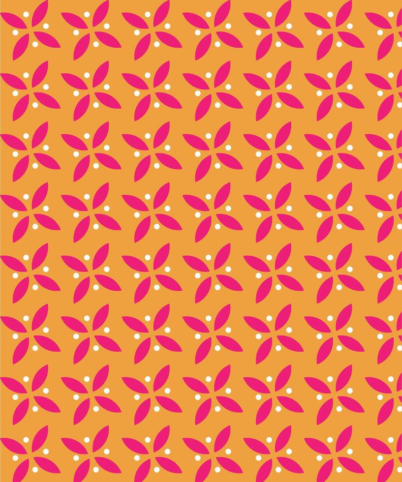 A pattern with pink and orange flowers on a yellow background vector