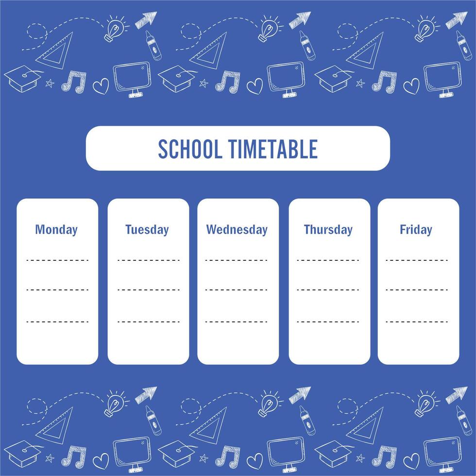 School Timetable poster template vector