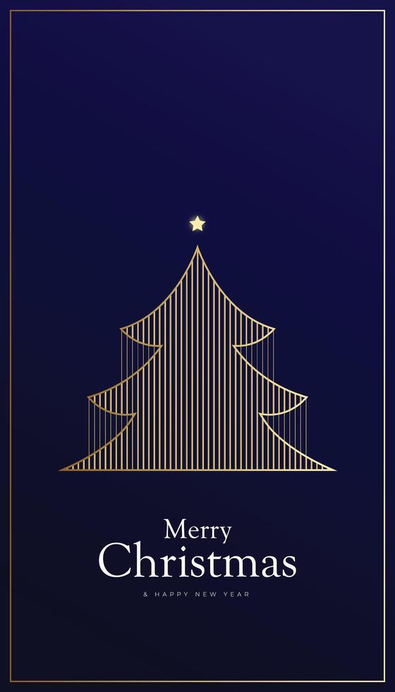 Christmas and New Year's Eve Vertical background with luxurious themed Christmas tree in outline grid ornament shape. vector