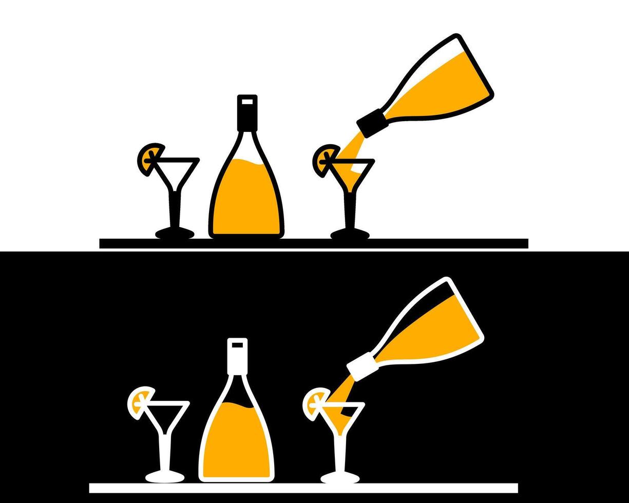 Illustration of a modern, clear glass bottle with a narrow top, making it ideal for easy pouring and refined drink presentation vector