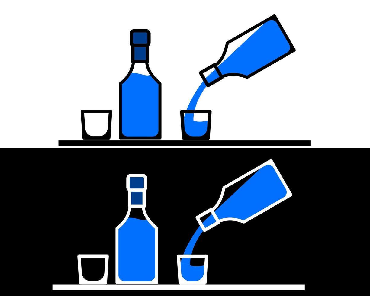 Illustration of a simple, tall glass bottle with a narrow neck, ideal for easy pouring and sipping vector