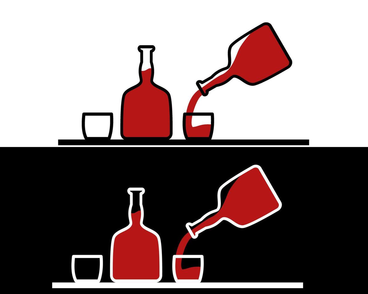 Illustration of a straightforward, tall glass bottle with a thin neck, suited for easy gripping and controlled pouring vector