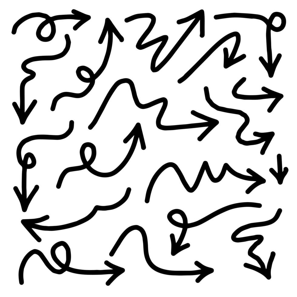 Hand drawn Arrows icons Set. arrow icon with various directions. vector
